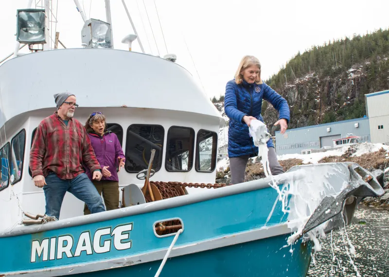Hybrid electric fishing boat gets traditional send-off