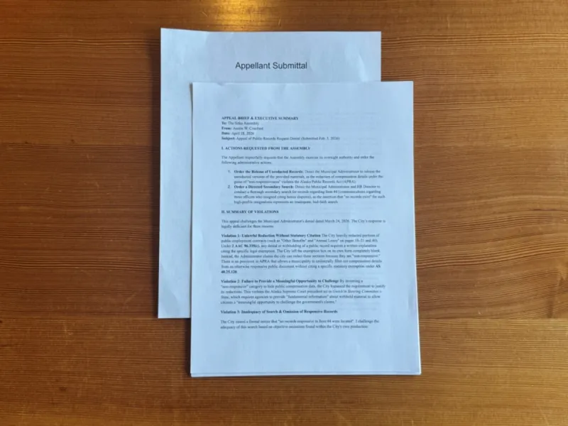 City denies new public records appeal from former Sitka Assembly candidate