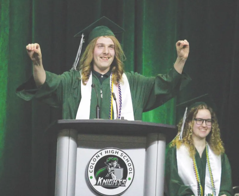 Retiring teacher, coach urges Colony grads to 'find their 68'