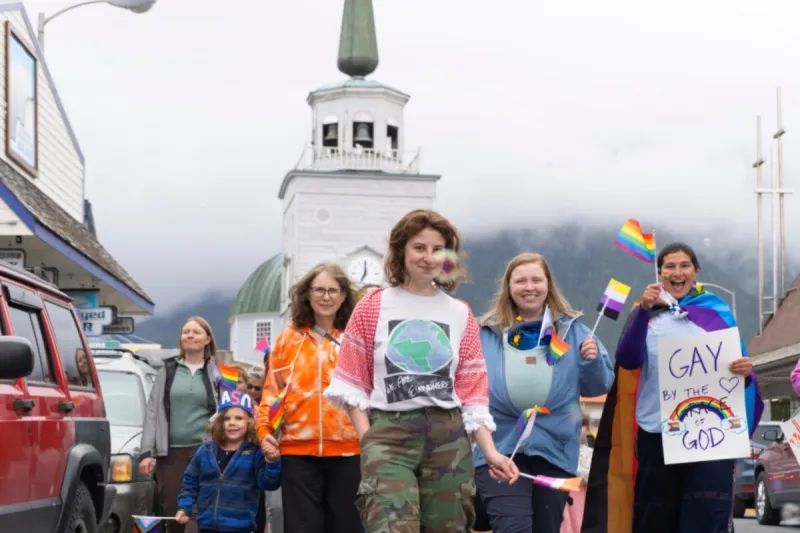 More than 100 Sitkans march downtown to celebrate LGBTQ2+ Pride