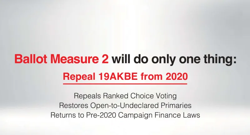 For Informed Voters: RCV, Jungle Primaries, Campaign Finance Law- The Statements of Support and Opposition for Ballot Measure 2