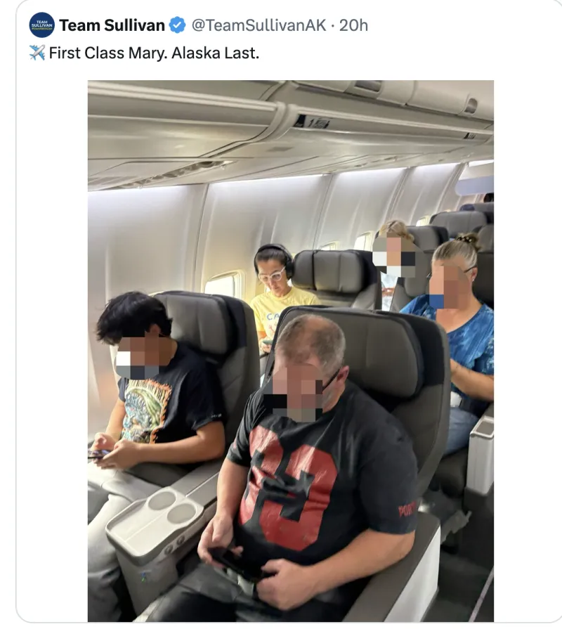 Sullivan, who often flies on government jets, attacks Peltola over first-class commercial seat