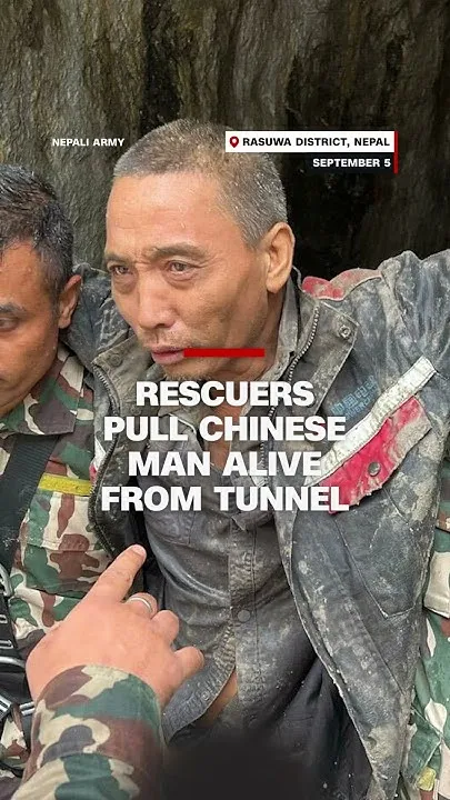 Rescuers pull man alive from tunnel (Video)