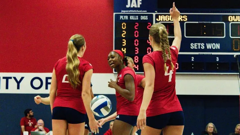 Multiple Career Nights Lead Jags to Five-Set Thriller Over Owls