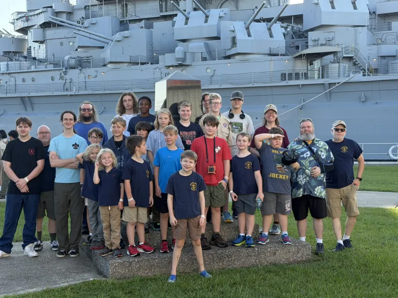 Scouts Explore USS ALABAMA