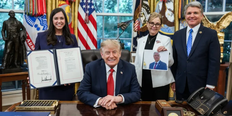 Katie Britt joins Trump in Oval Office as Lindsey Graham sanctions bill is signed into law