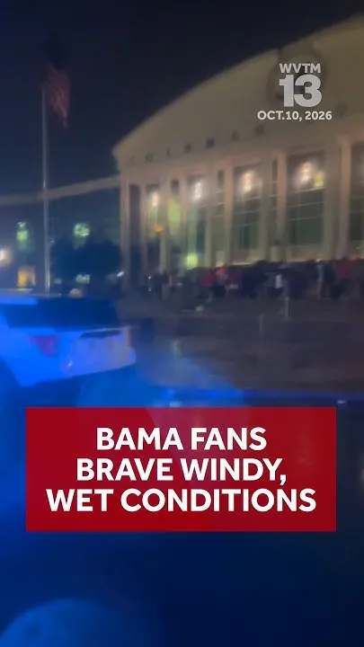 Bama fans brave wet, windy conditions created by remnants of Hurricane Isaias for College Game Day (Video)
