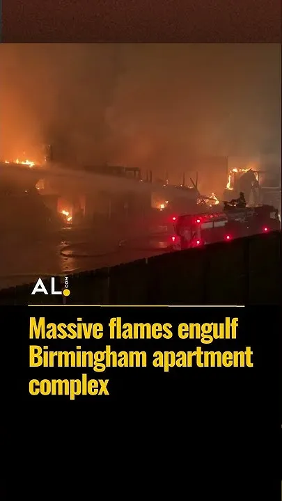 Massive flames engulf Birmingham apartment complex #localnews #alabama #birmingham #firefighter (Video)