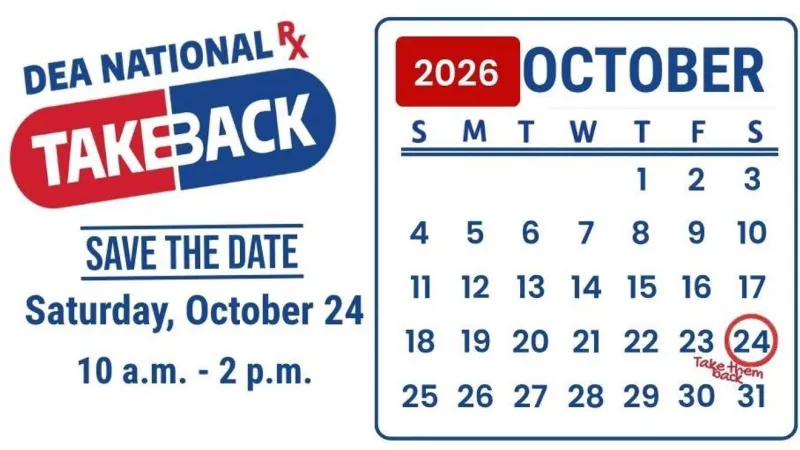 National Prescription Drug Take Back Day: Saturday Oct. 24 2026 in front of Mobile PD HQ