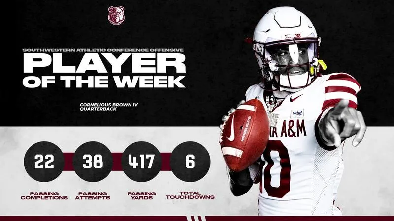 Brown, Bean Earn SWAC Weekly Football Honors