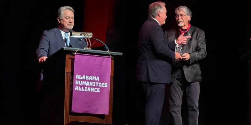 Ledbetter presents longtime friend Randy Owen with Alabama Humanities Fellow award