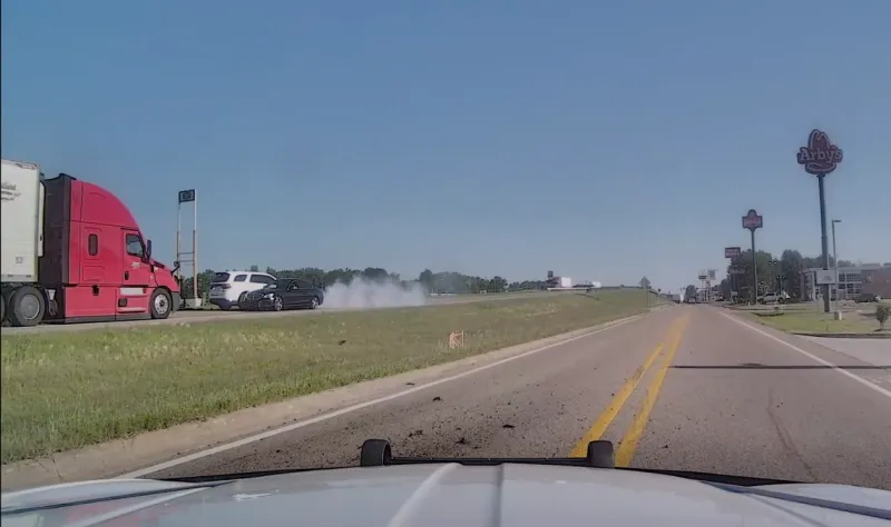 VIDEO: Mercedes Pursuit Ends in Head-On Crash With Semi on I-55