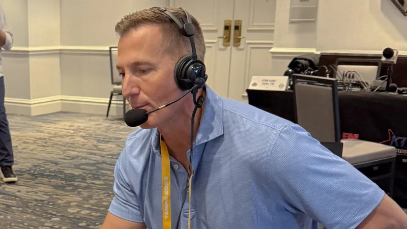 SEC Network's Chris Doering with Tye Richardson at SEC Football Kickoff