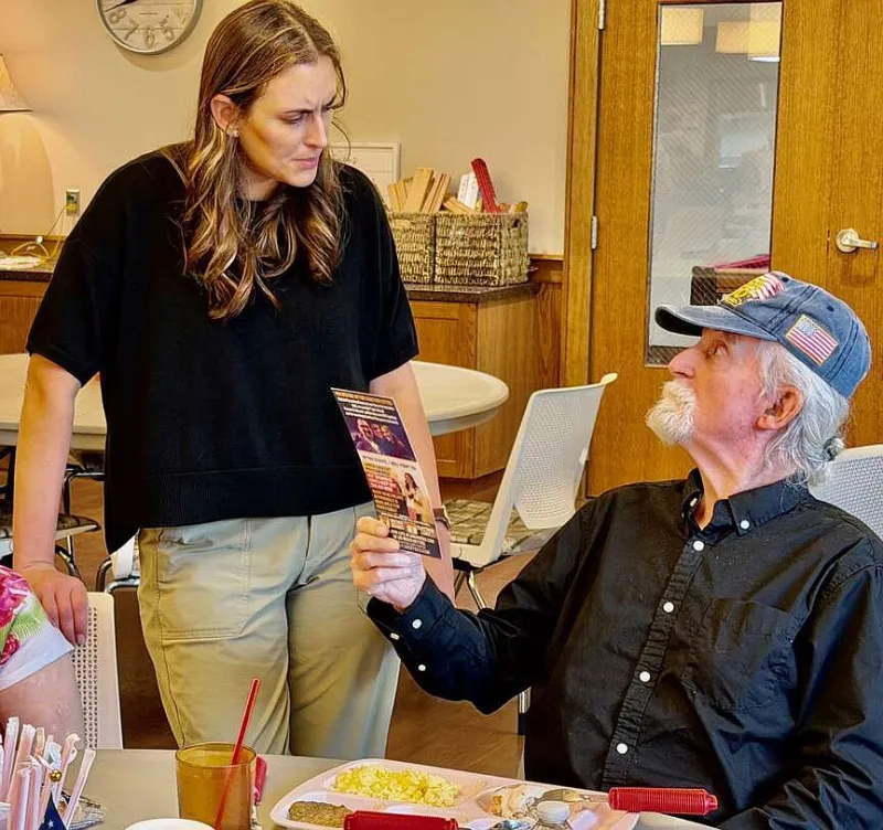 Shoffner, challenging Sen. Tom Cotton in fall, stops by Van Buren senior center during River Valley rounds