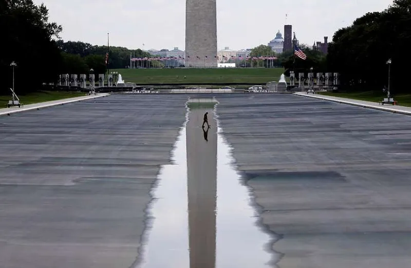 Trump insists reflecting pool vandalized