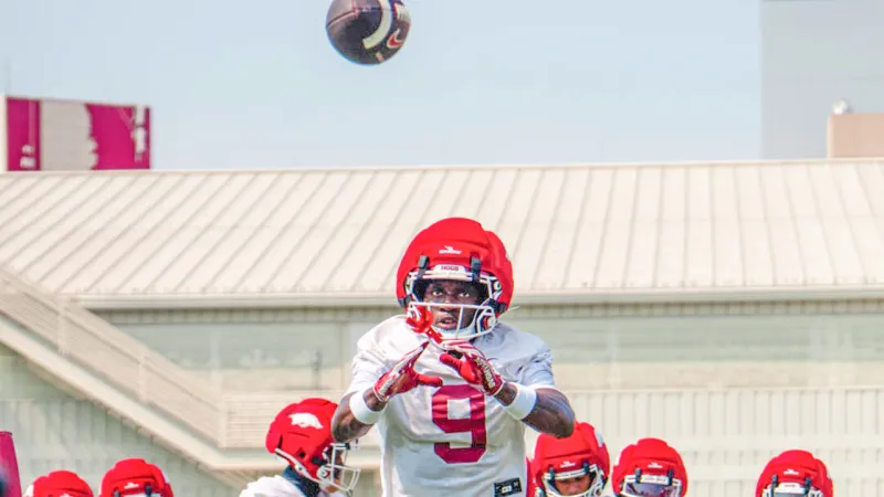 Razorbacks' wide receivers after Practice 5 of fall camp Monday