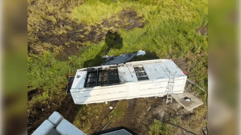 Lithium-ion Tesla Megapack tumbles off 18-wheeler, ignites fire off I-40 in Forrest City