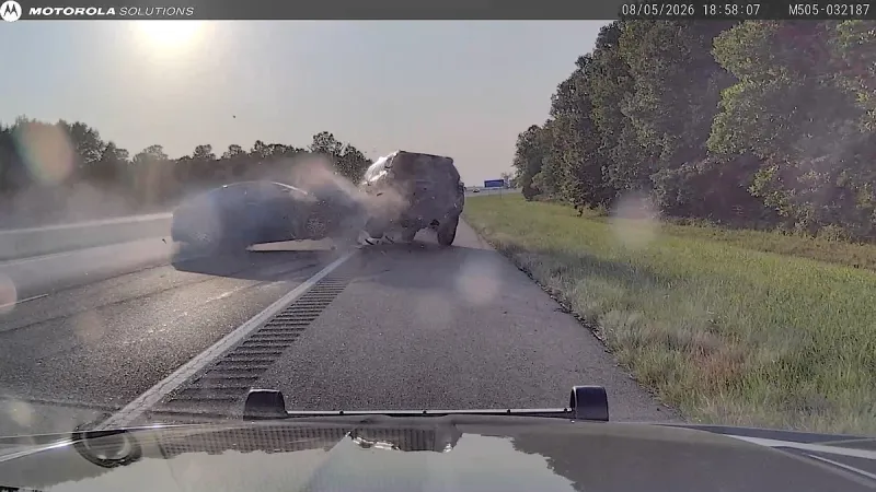 Footage shows Arkansas State Police trooper's ramming maneuver that caused crash seriously injuring 2 in 3rd car