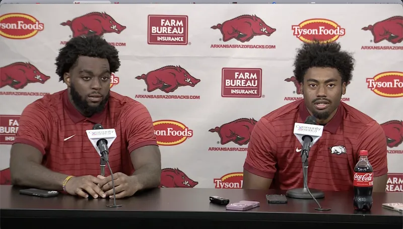 Hogs' defensive back Carter Stoutmire, defensive lineman Steven Soles