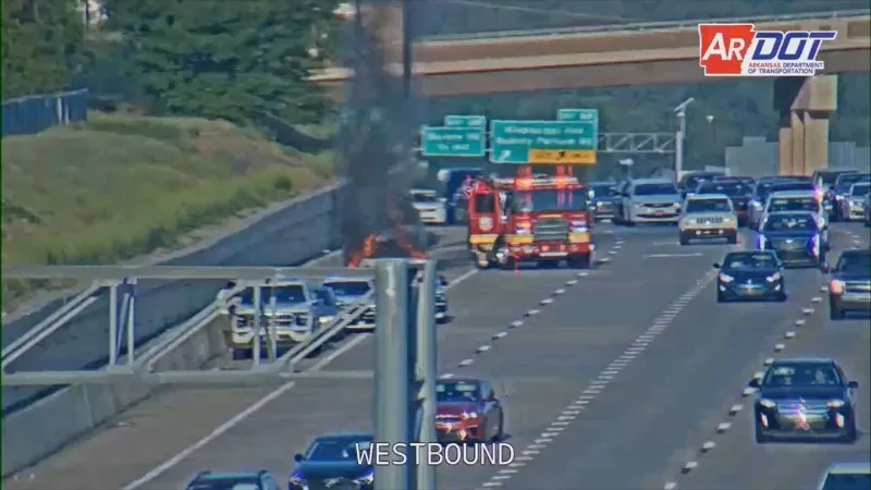 Car catches fire on I-630 near University Ave. Exit; one injury reported