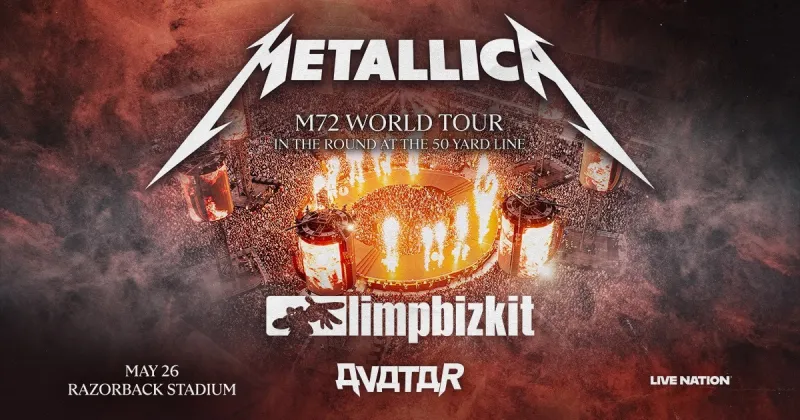 Metallica rocking Razorback Stadium in May 2027