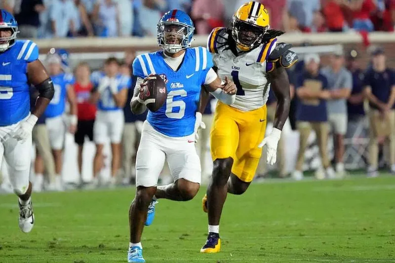 Trinidad Chambliss leads No. 8 Mississippi past No. 7 LSU 32-24 in Lane Kiffin's return to Ole Miss