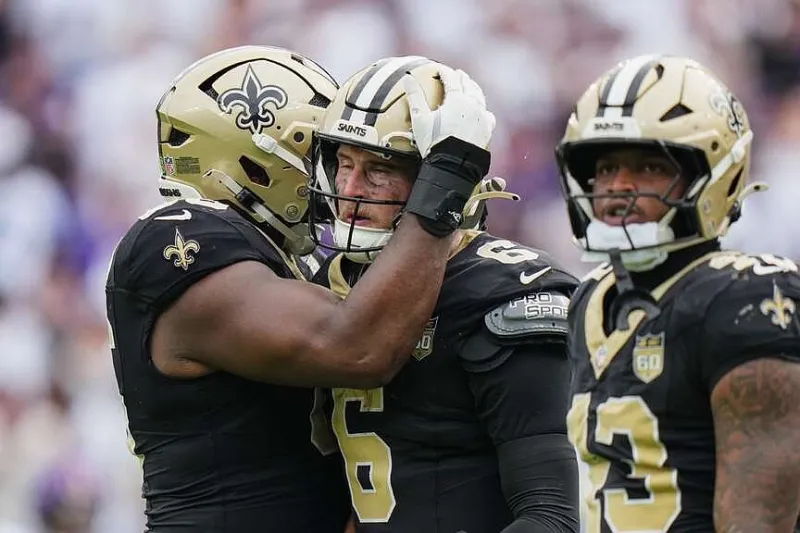 Tyler Shough, Saints produce two big drives late to topple Ravens 24-17