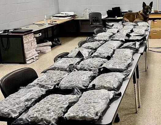 Arkansas State Police make 2 stops, arrest 3, snag nearly 60 pounds of illegal marijuana on Interstate 40 in Pope County