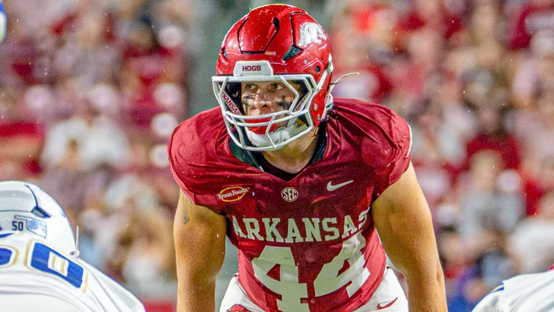 Razorback defensive players Joker Johnson, Ben Bogle on win