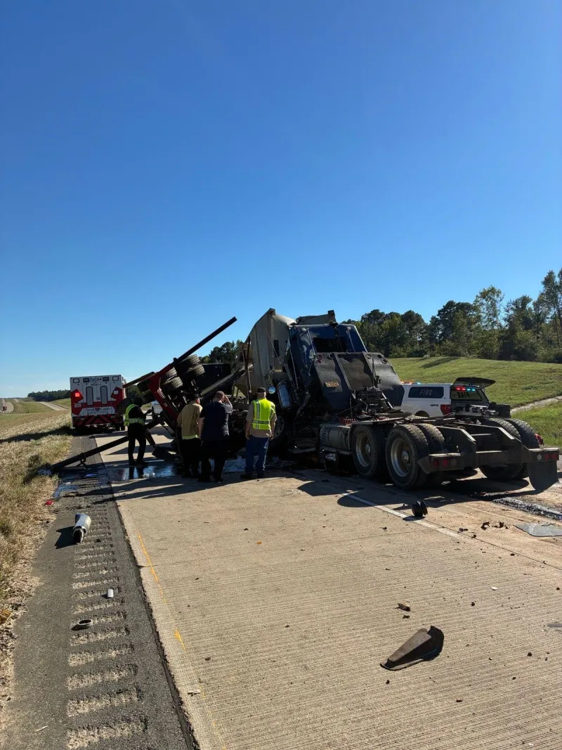 I-49 in North Caddo Is Shut Down in Big Rig Crash