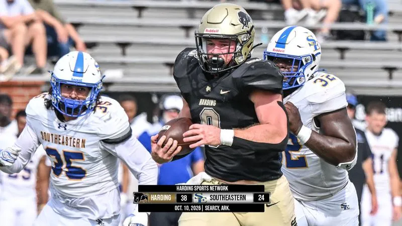 Miller's Four Touchdowns, Long Scoring Sprints Power No. 2 Harding Past Southeastern Oklahoma 38-24