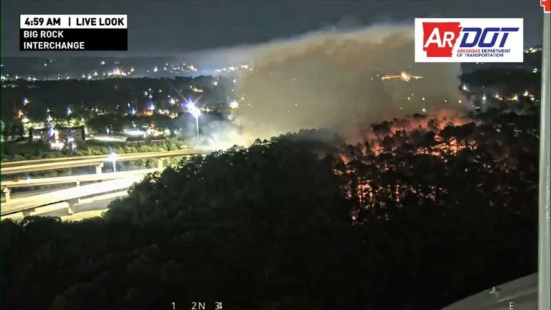 ARDOT cameras spot brush fire near Big Rock Interchange on Tuesday morning