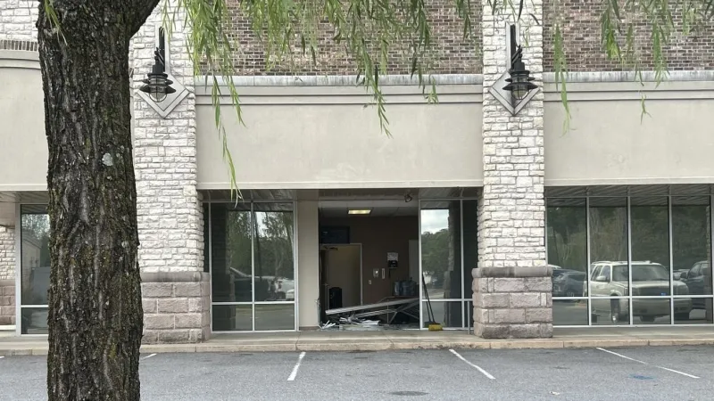 Vehicle crashes into front of business on Maumelle Boulevard in NLR