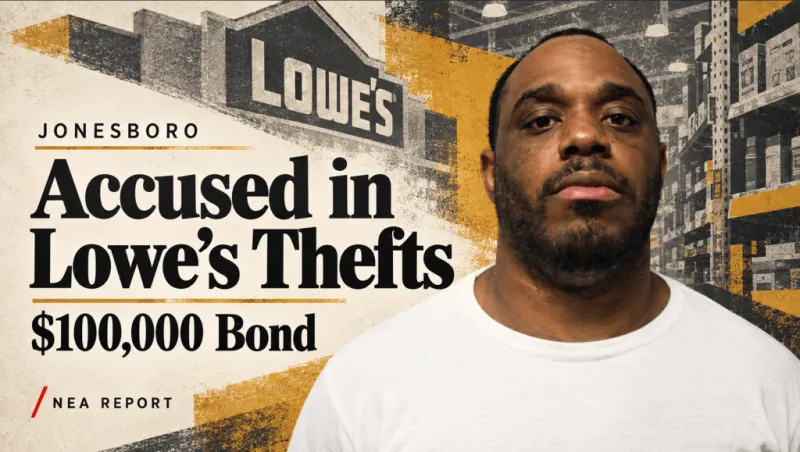 Man Accused of Repeated Lowe's Thefts in Jonesboro, Bond Set at $100,000