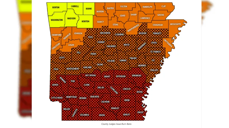 25 Arkansas counties at extreme wildfire risk as drought persists