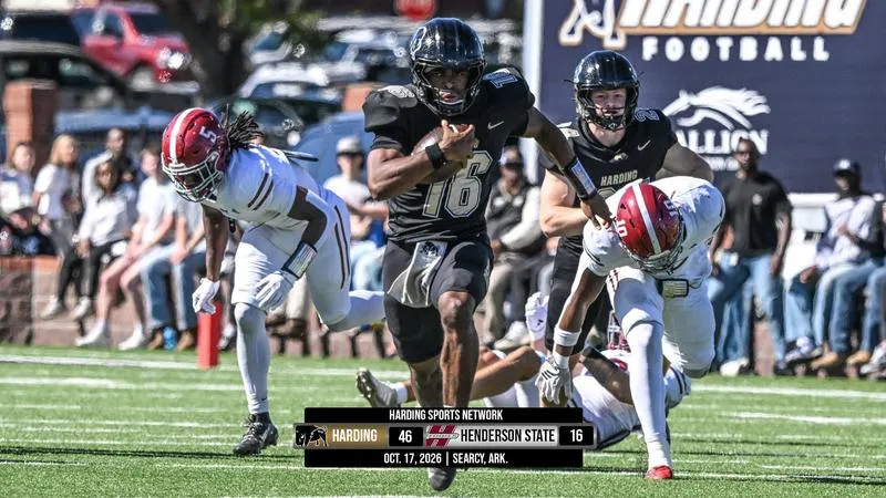 Young Rushes for Record 214 Yards as No. 2 Harding Routs No. 15 Henderson State 46-16