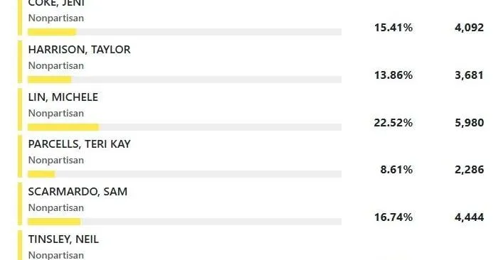 Unofficial results show lead for Lin, Scarmardo and Tinsley in council race