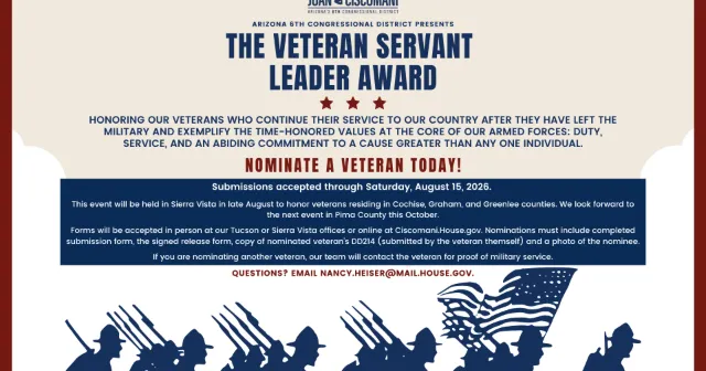 Ciscomani seeks nominations for veteran service awards