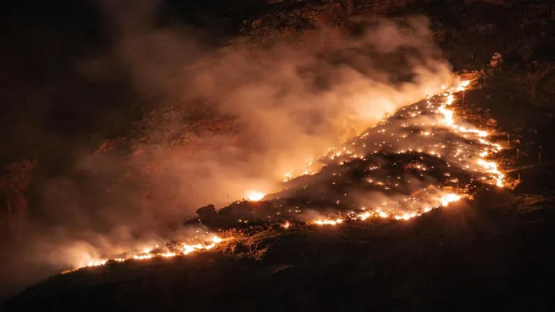 Wildfire burning in Catalina Mountains near Tucson