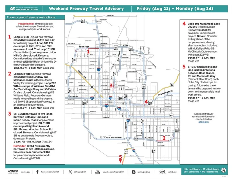 Weekend Freeway Travel Advisory -- Aug. 21-24