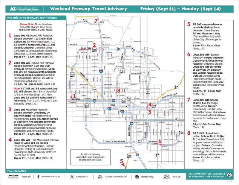 Weekend Freeway Travel Advisory -- Sept. 11-14