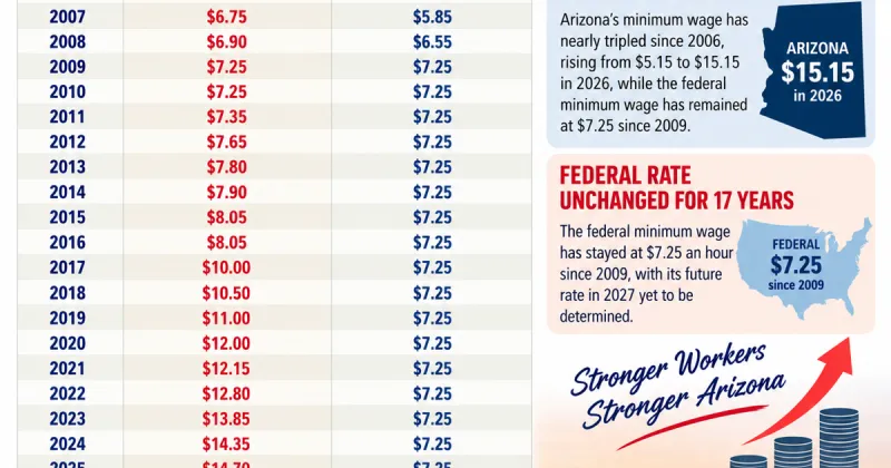 Arizona minimum wage climbing to $15.65 in January