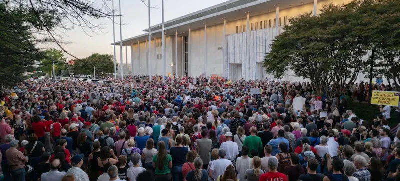 Thousands Rally Outside Shuttered Kennedy Center, Chanting 'Hands Off!'