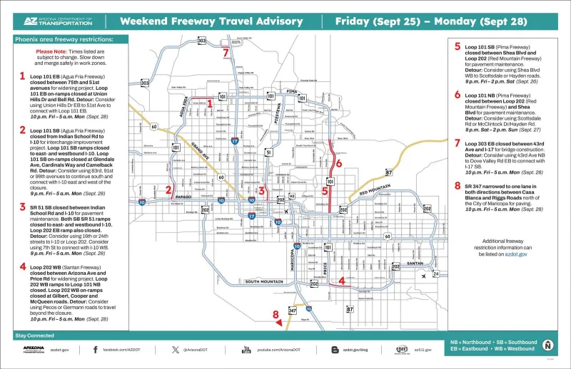 Weekend Freeway Travel Advisory -- Sept. 25-28