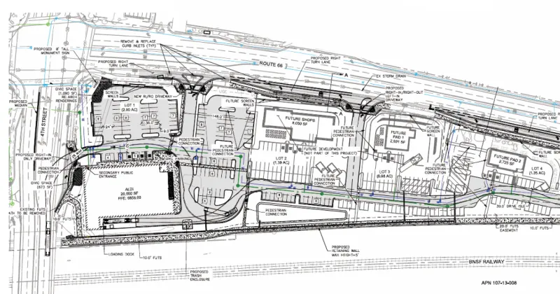 Land at corner of Fourth Street and Route 66 lists letter of intent from Aldi