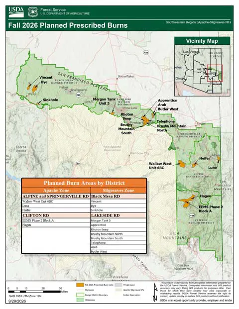 Prescribed burns in Clifton Ranger District of ASNF to start this fall