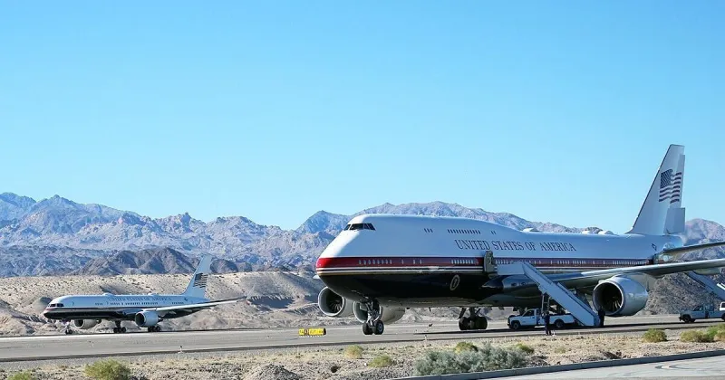 President Trump arrives in modified Boeing 747-8 gifted to the U.S. by Qatar