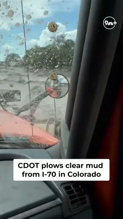 Crews use snowplows to clear mud from Colorado's Interstate 70 (Video)