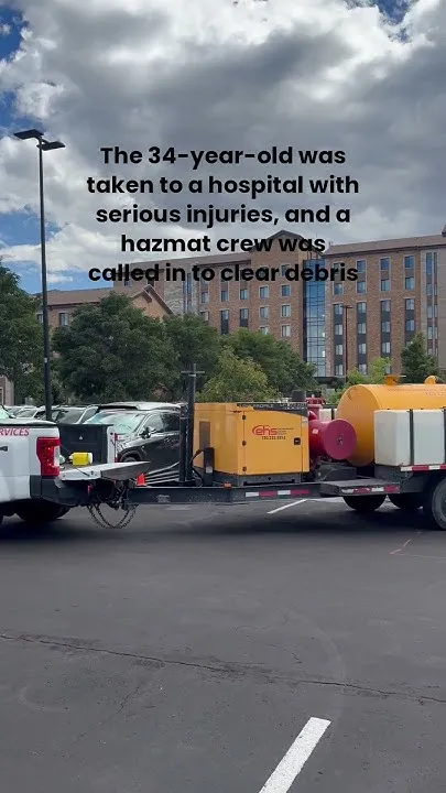 Cleanup underway after vehicle goes airborne, lands in student hall parking lot (Video)