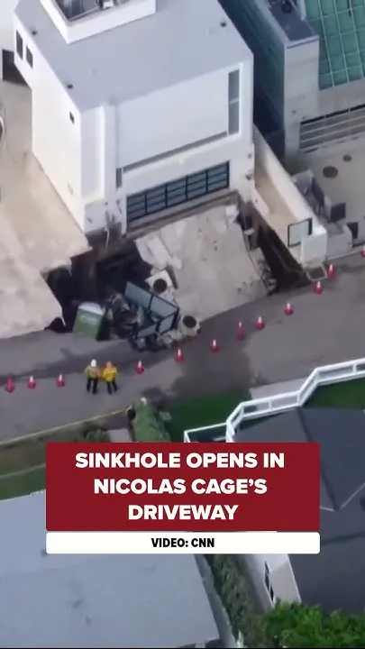 Massive sinkhole opens in Nicolas Cage's driveway (Video)